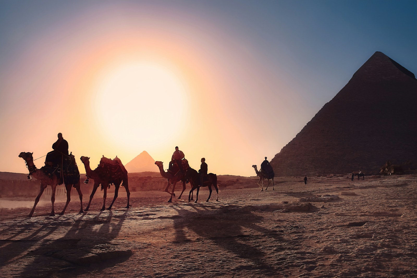 Pyramids of Giza at sunrise